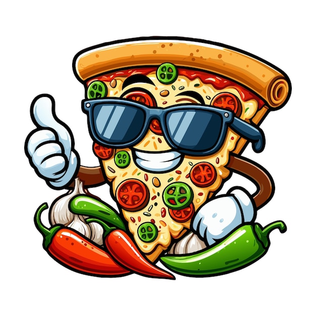 Pizza cartoon character clipart vector illustration