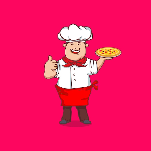 Pizza Chef mascot cartoon illustration