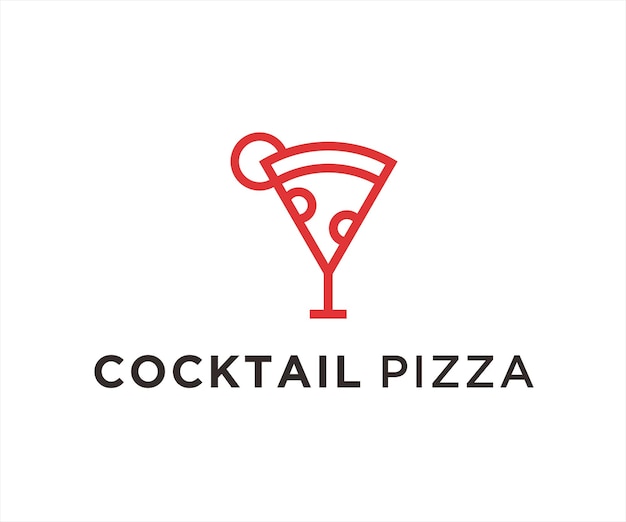 pizza cocktail logo design vector illustration