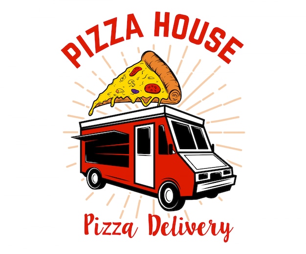 Pizza delivery track.  element for logo, label, emblem, sign.  image