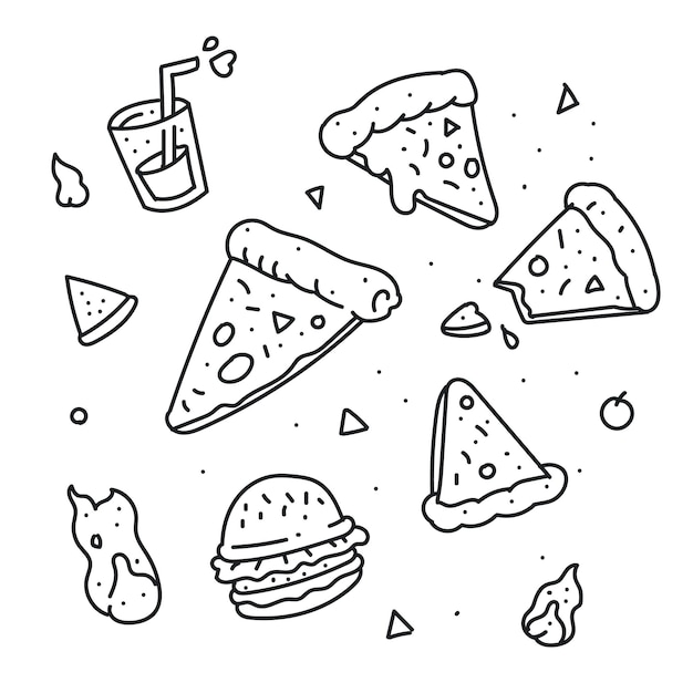 pizza doodle style . pizza hand drawing style