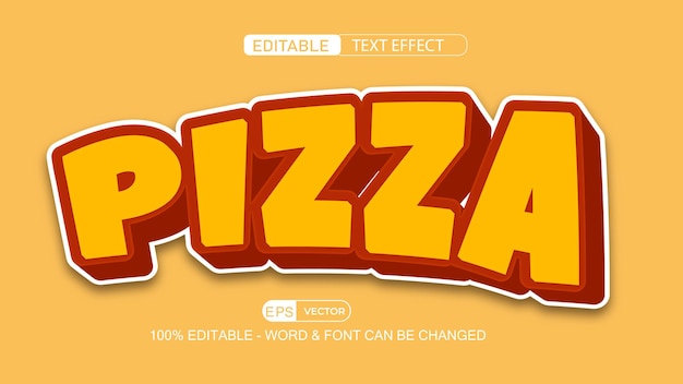 Pizza Editable Text Effect Vector 3d style