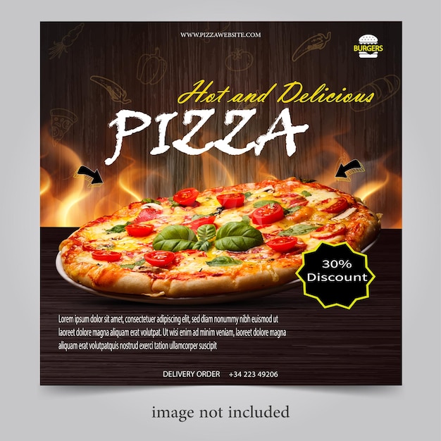 Pizza food banner flat design for social media