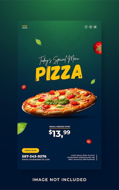 Pizza food menu promotion social media instagram story banner template Premium Vector