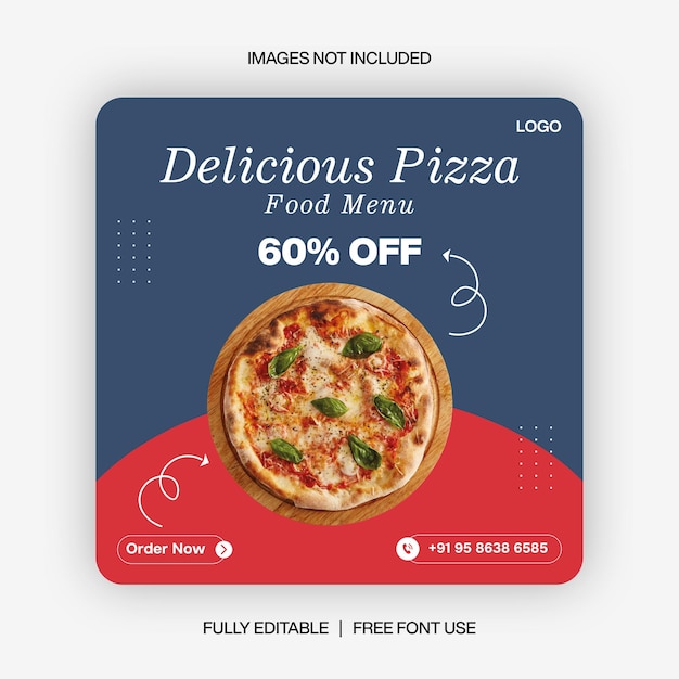 Pizza Food social media banner post template design