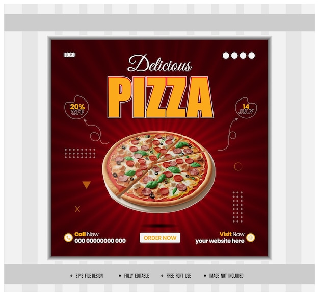 Vector pizza food social media post