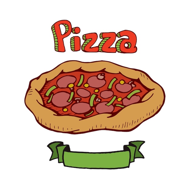 Pizza. Hand drawn vector illustration