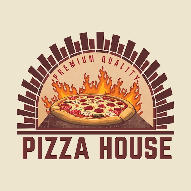 Pizza House food restaurant vector logo badge icons set illustration