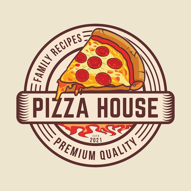 Pizza House food restaurant vector logo badge icons set illustration