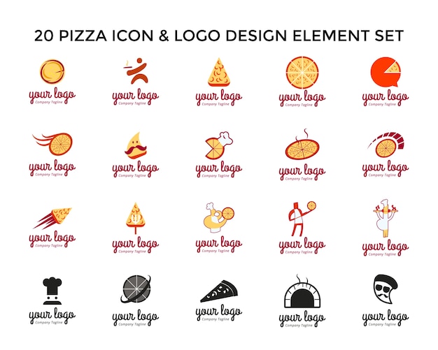 Pizza Icon Logo Design Set