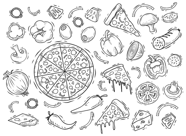 pizza ingredient doodle