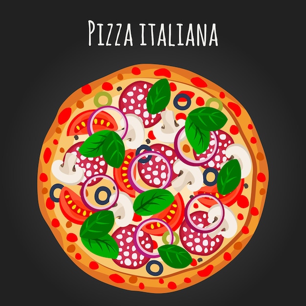 Pizza italiana . Flat design.