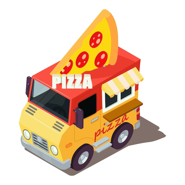 Pizza machine icon Isometric illustration of pizza machine vector icon for web