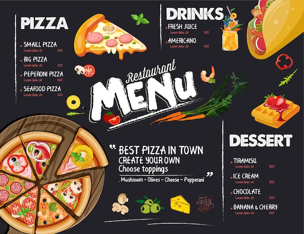 Vector pizza menu vector