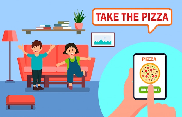 Pizza Ordering Online App Vector Illustration