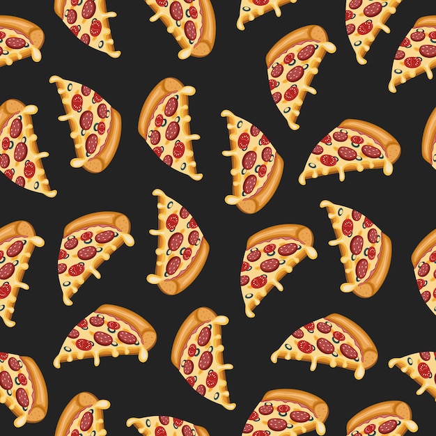 Pizza pattern on black background