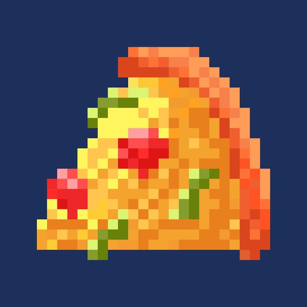 Pizza in pexel art style perfect for stickers and decorations