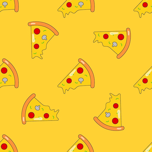 Pizza piece seamless pattern Vector background for design