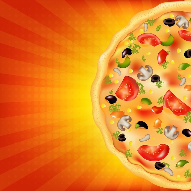 Pizza Poster With Sunburst, .