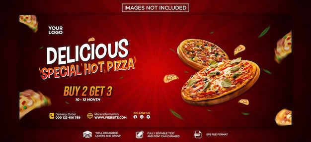 Vector pizza promotion banner design template