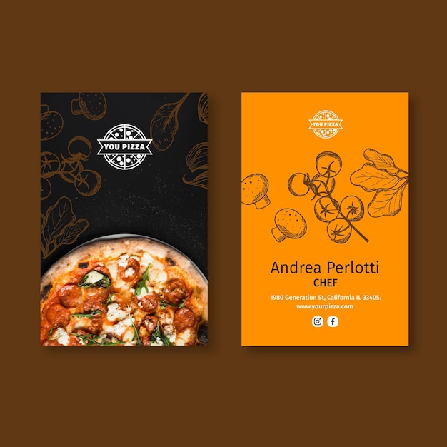 Pizza restaurant double-sided business card