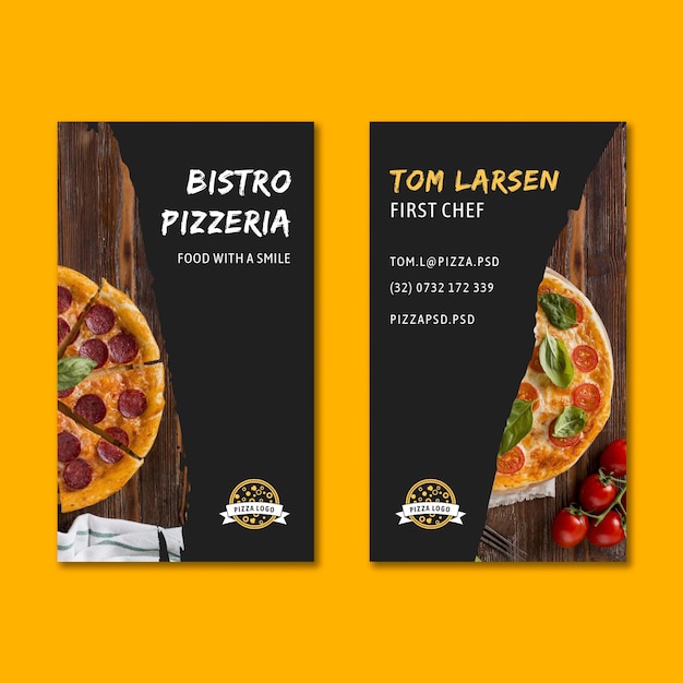 Pizza restaurant double-sided business card