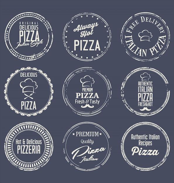 Pizza retro labels