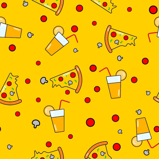 Pizza Slice And Lemonade Seamless Pattern