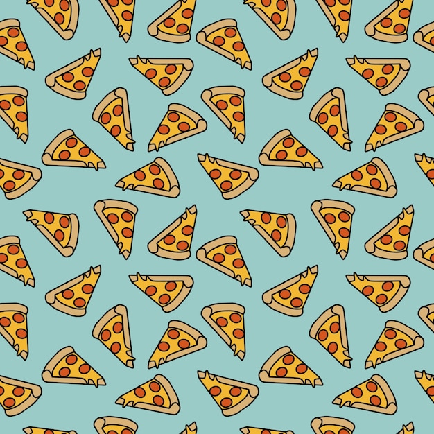 Pizza slice seamless pattern cute hand drawn