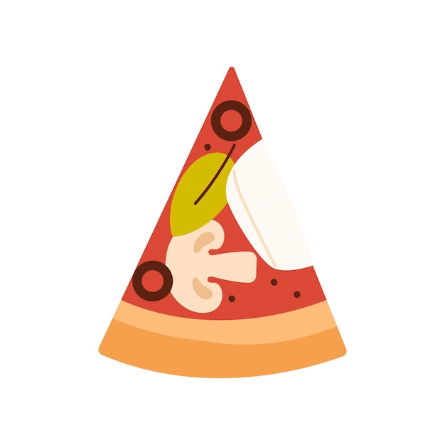 Vector pizza slice tasty hot triangle piece of italian fast food top view