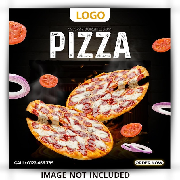 pizza social media banner post and menu template