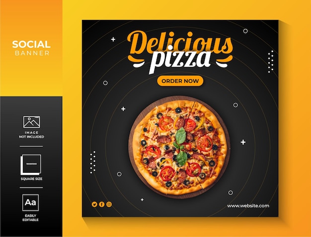 Pizza social media post and banner post design template Premium vector