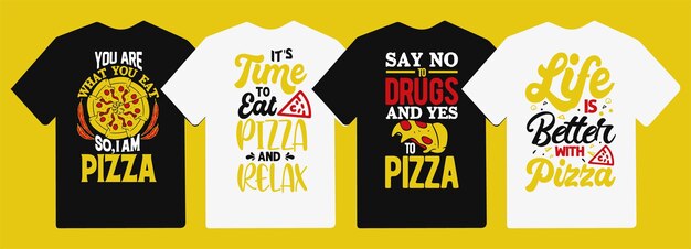 Pizza typography illustrations with lettering quotes for t shirt and merchandise