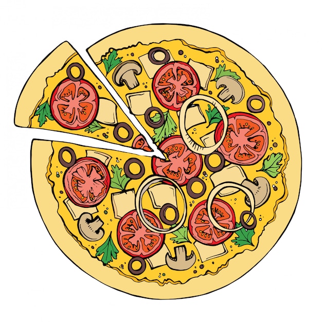 Pizza vector sketch. 