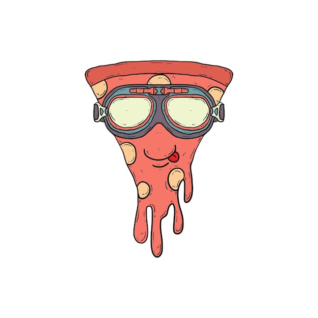 Vector pizza with glasses