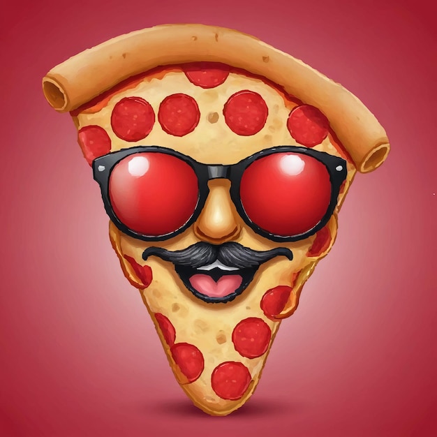 Vector pizza with a mustache and sunglasses on it and a mustache