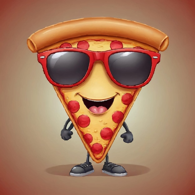 Vector pizza with a mustache and sunglasses on it and a mustache