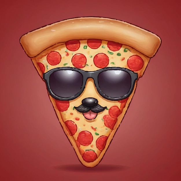 Vector pizza with a mustache and sunglasses on it and a mustache