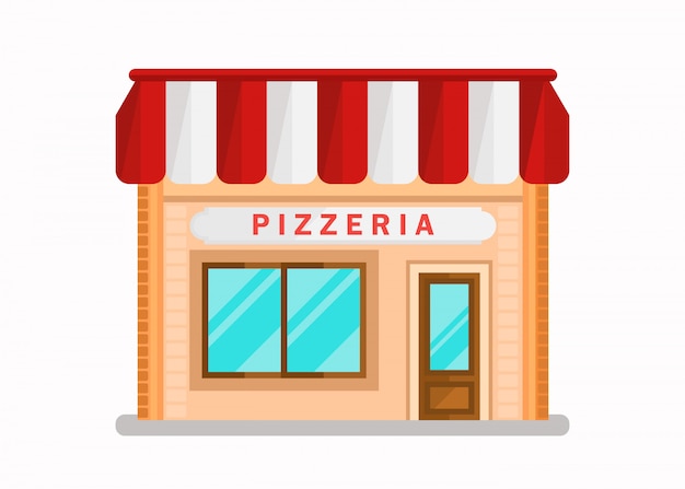 Pizzeria Modern Building Flat Vector Illustration