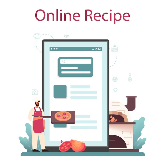 Vector pizzeria online service or platform