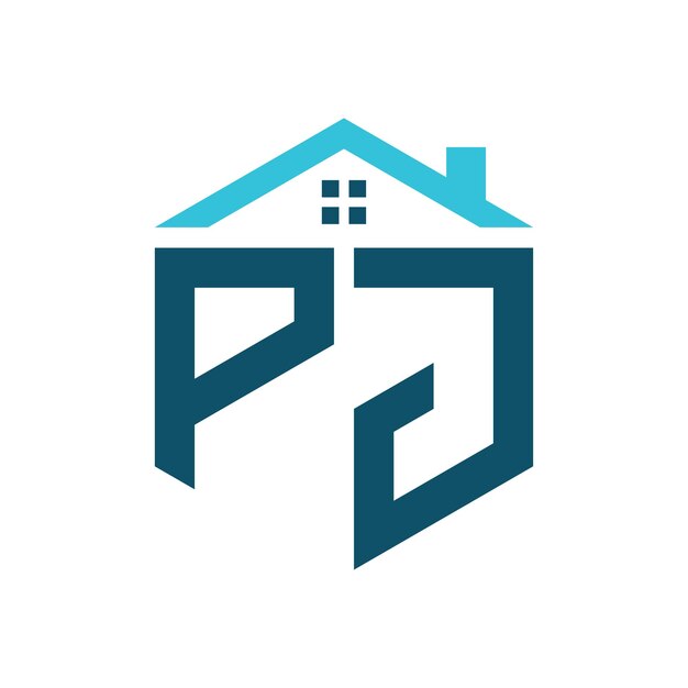 Vector pj house logo design template letter pj logo for real estate construction or any house related business