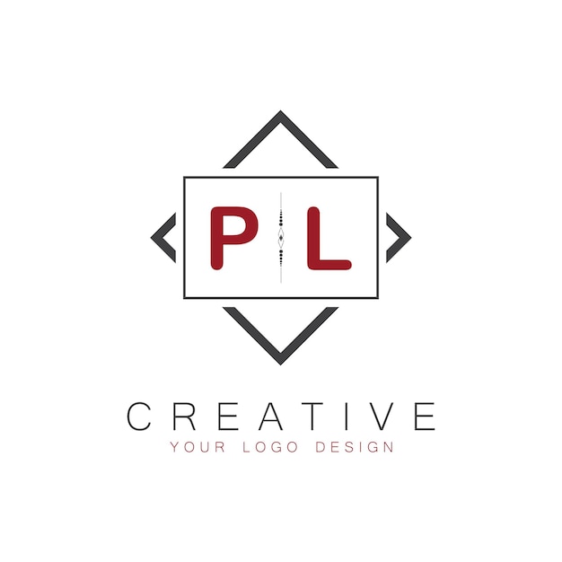 Vector pl initial monogram logo with creative square style design