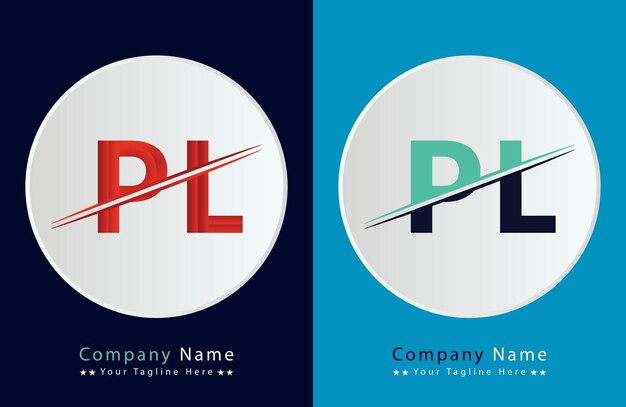 Vector pl letter colorful logo in the circle vector logo illustration