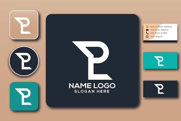 PL monogram logo template color editable