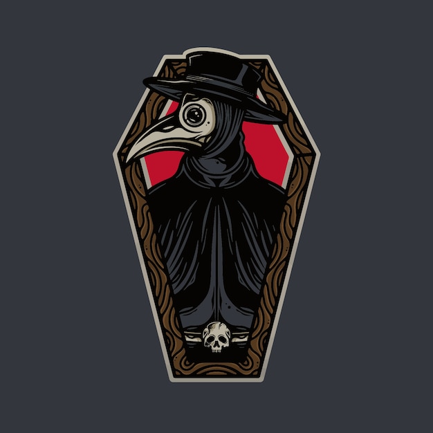 Plague Doctor Coffin Tattoo Design