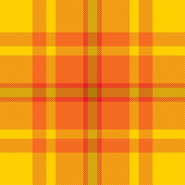 Plaid check pattern in orange and red colors Seamless fabric texture Tartan textile print