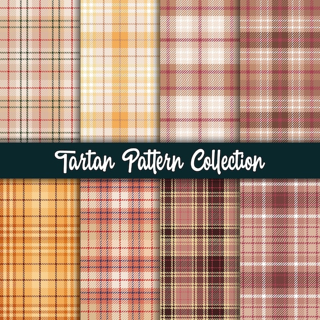 Plaid Checkered Fabric Pattern and seamless brown collection.