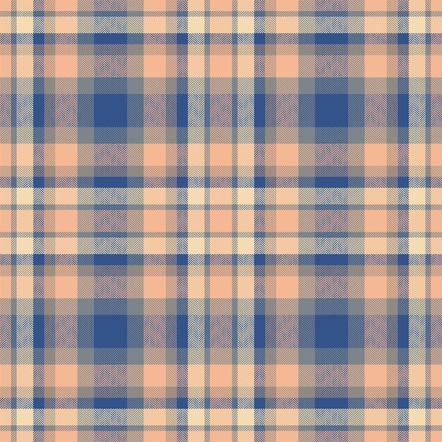 Plaid seamless pattern in blue Check fabric texture Vector textile print design