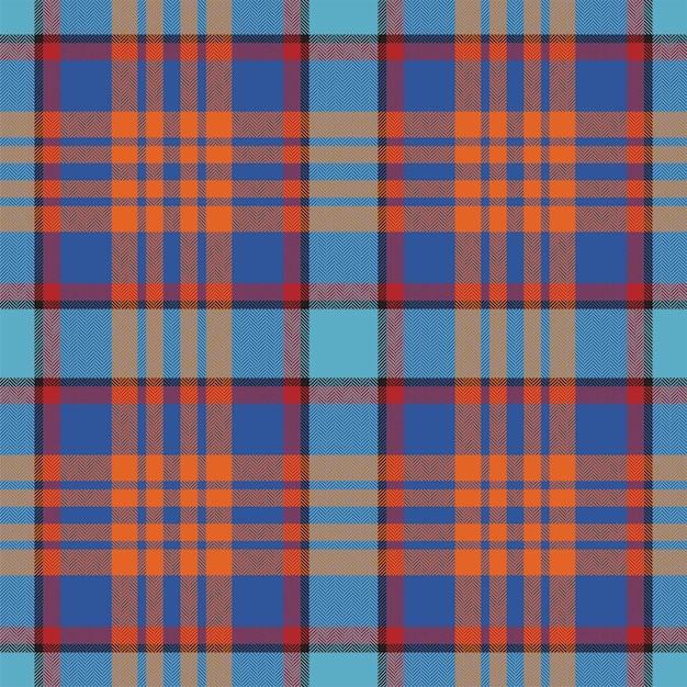 Plaid seamless pattern in blue Check fabric texture Vector textile print