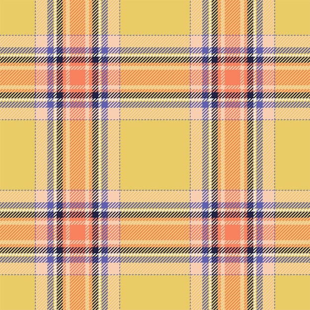 Plaid seamless pattern in orange Check fabric texture Vector textile print